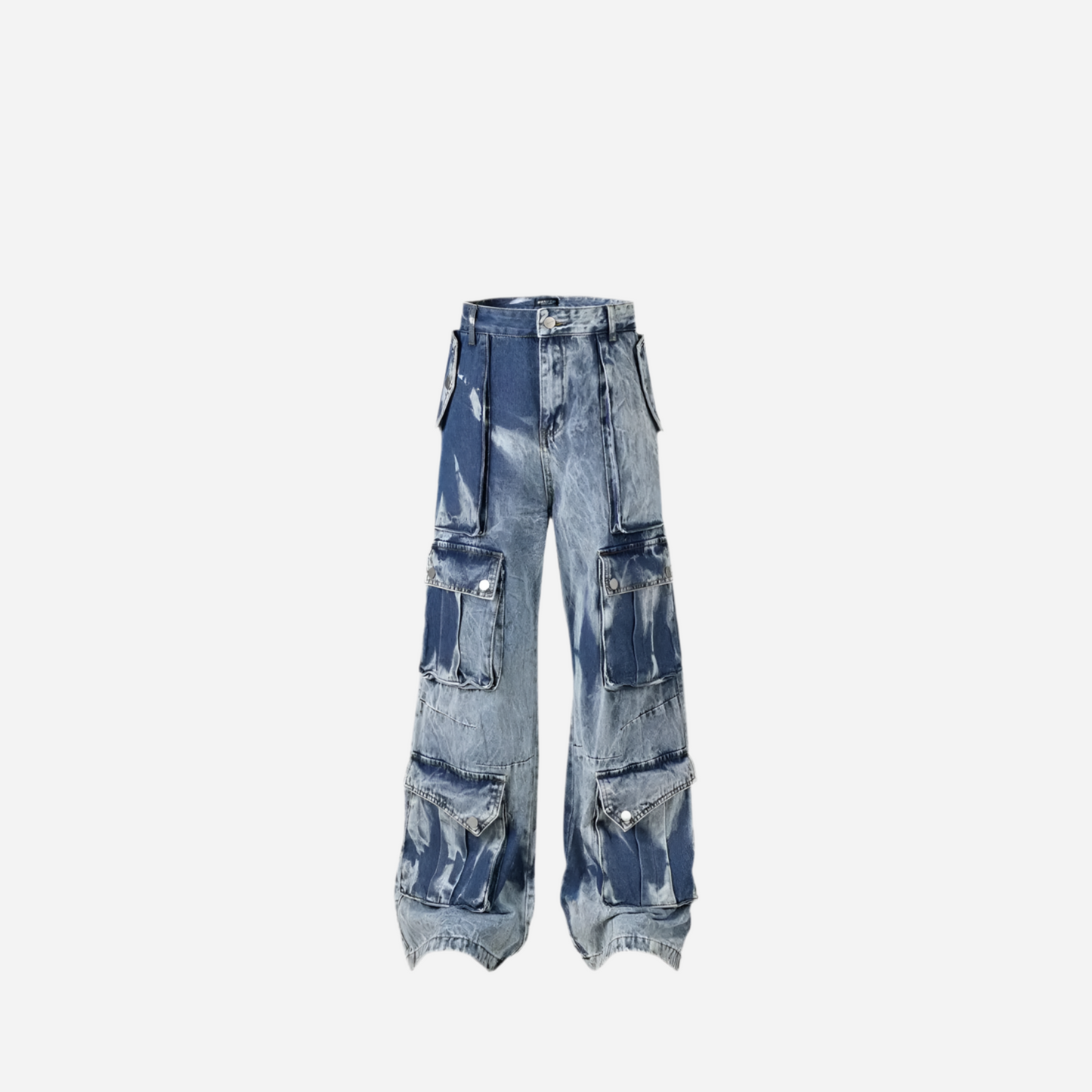Washed Pattern Baggy Multi Pockets Cargo Jean