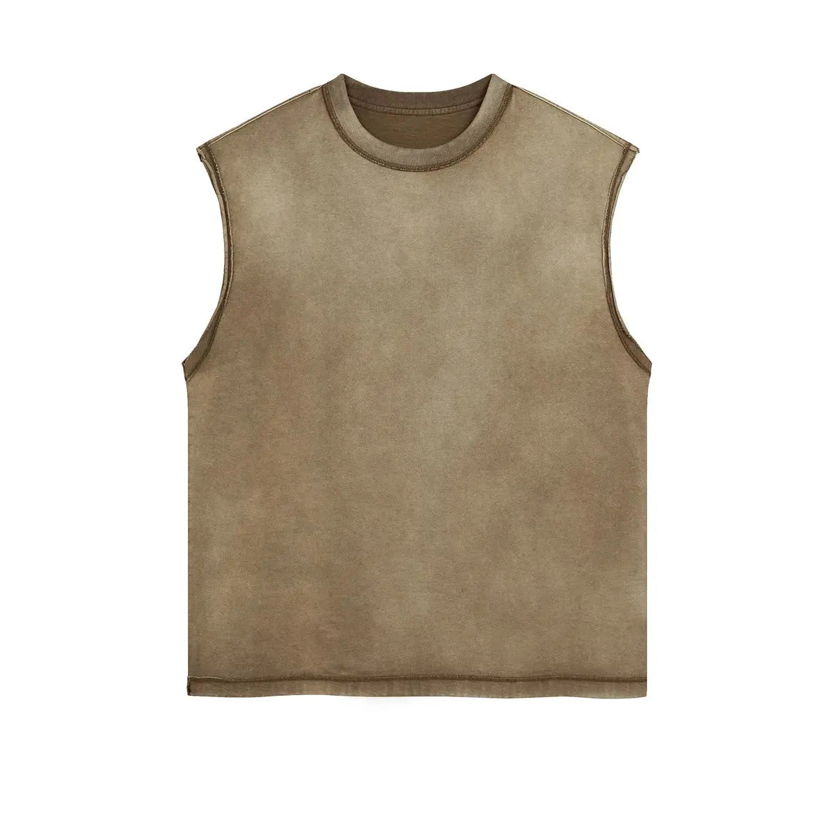 2024 Baggy Y2k Wax Dyed Vest Distressed Washed Tank Top Men's American Oversized Streetwear Trendy Retro Sleeves T Shirts Hominus Denim