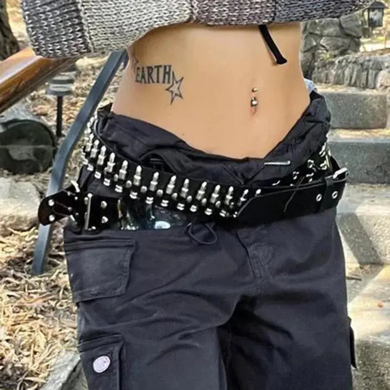2024 New Square Bead Rivet Belt Metal Pyramid Belts Men and Women Punk Hardware Jeans Belt Y2K Designer Belt Women's Belts Hominus Denim