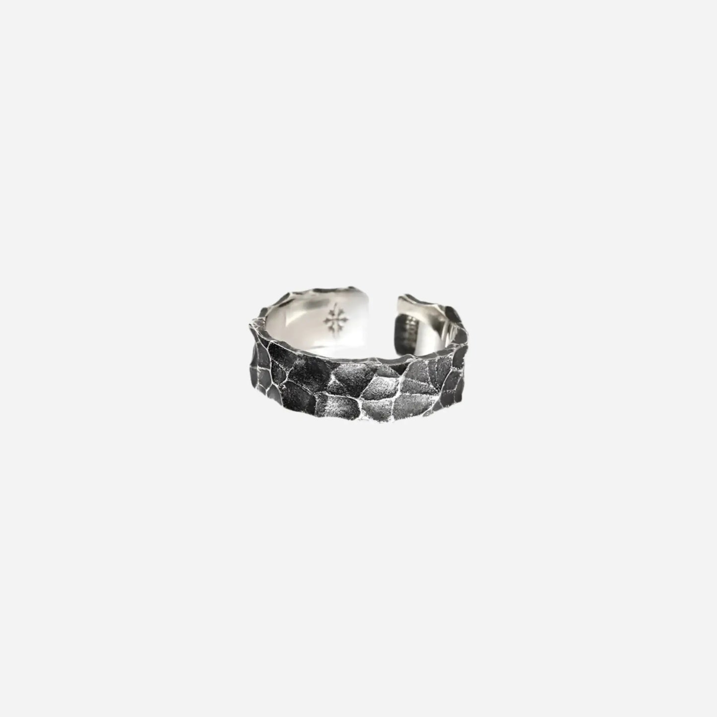 925 Sterling Silver Stone Texture Resizable Ring Hominus Denim