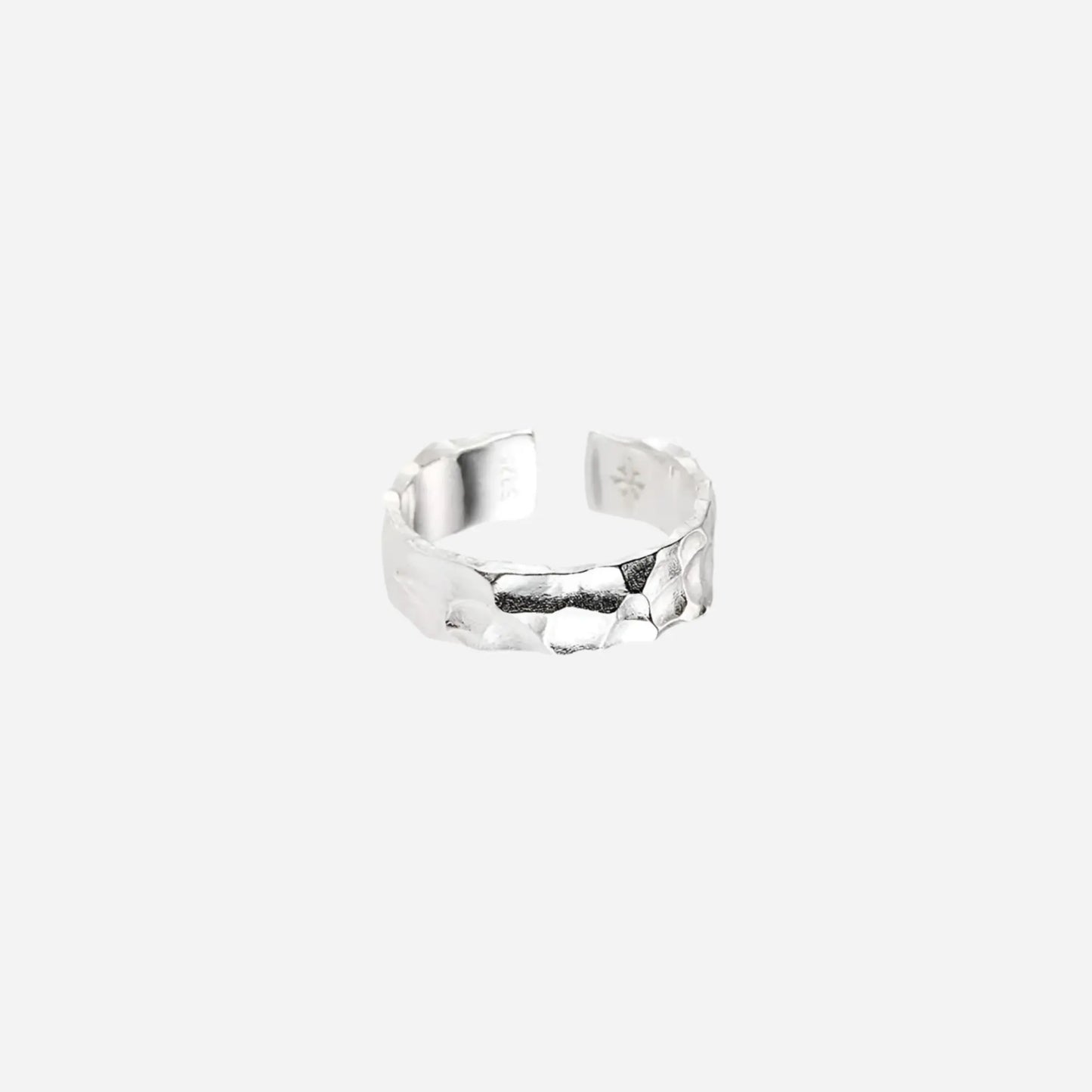 925 Sterling Silver Stone Texture Resizable Ring Hominus Denim