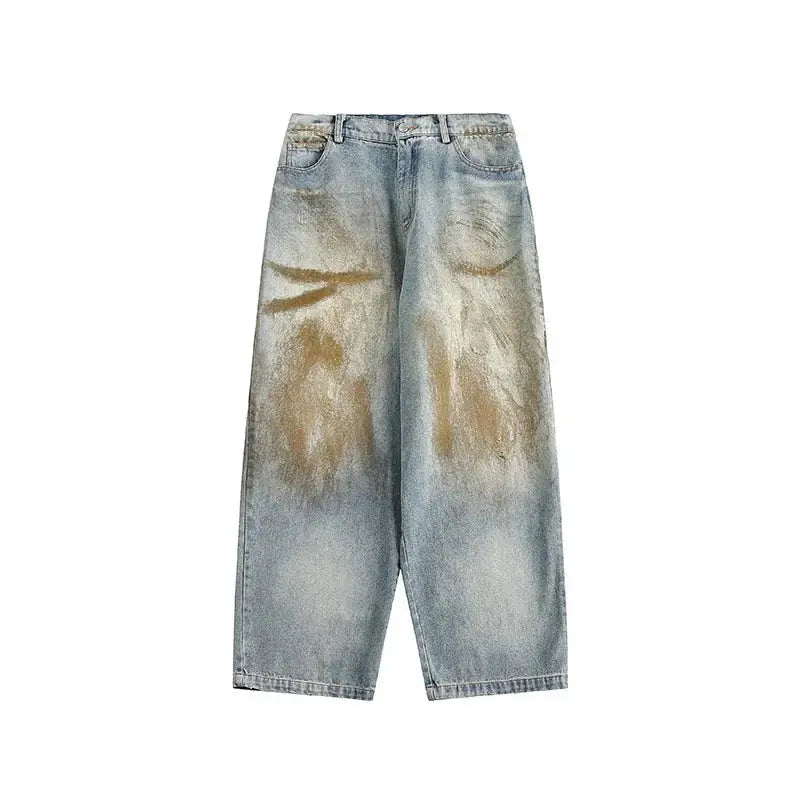 AYWTER Spring New Japanese Style Denim Washing Gradient Casual Pants Vintage High Street Unisex Straight-Leg Pants K0106 Hominus Denim