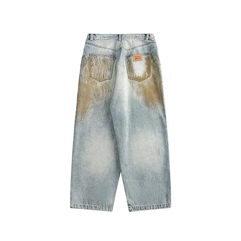 AYWTER Spring New Japanese Style Denim Washing Gradient Casual Pants Vintage High Street Unisex Straight-Leg Pants K0106 Hominus Denim