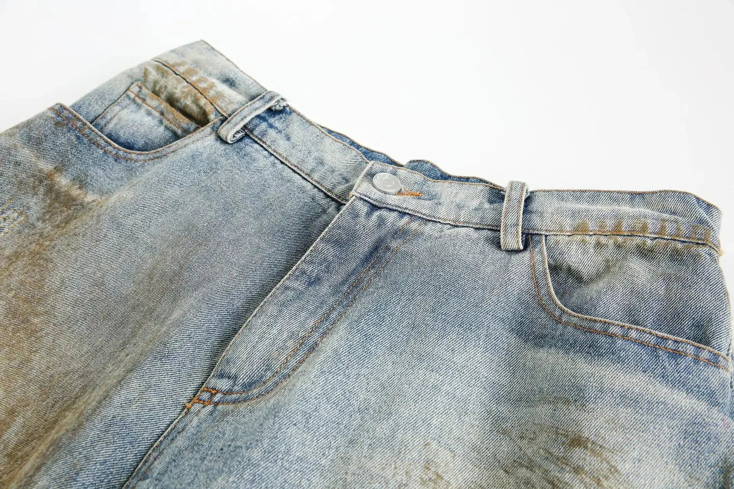 AYWTER Spring New Japanese Style Denim Washing Gradient Casual Pants Vintage High Street Unisex Straight-Leg Pants K0106 Hominus Denim