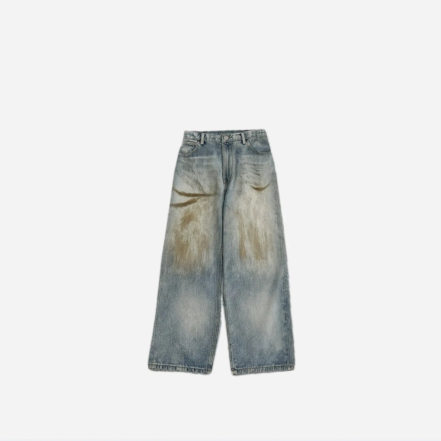 AYWTER Spring New Japanese Style Denim Washing Gradient Casual Pants Vintage High Street Unisex Straight-Leg Pants K0106 Hominus Denim