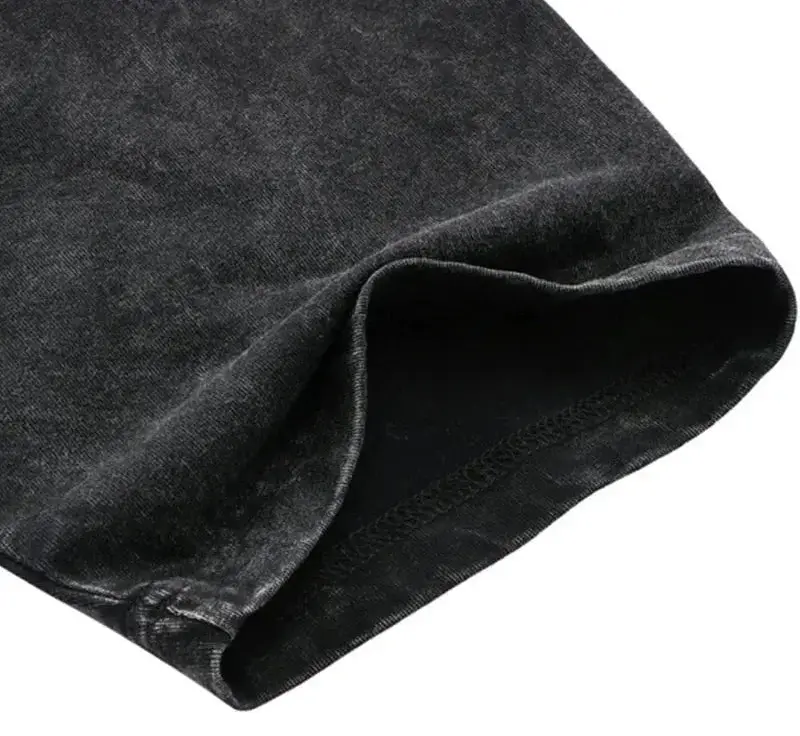 Aelfric Eden Men's T Shirts Hit Color Letter Diablo Horror Cartoon Print Distressed O-Neck Tees Cozy Retro Streetwear Men's Top Hominus Denim