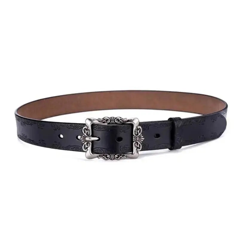 BOKADIAO Hot Women's Genuine Leather Belt Punk Luxury Brand Designer Belts for Women High Quality Casual Female Jeans Belt Brown Hominus Denim