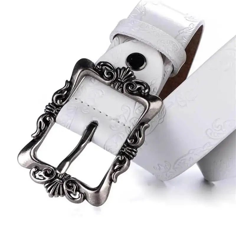 BOKADIAO Hot Women's Genuine Leather Belt Punk Luxury Brand Designer Belts for Women High Quality Casual Female Jeans Belt Brown Hominus Denim