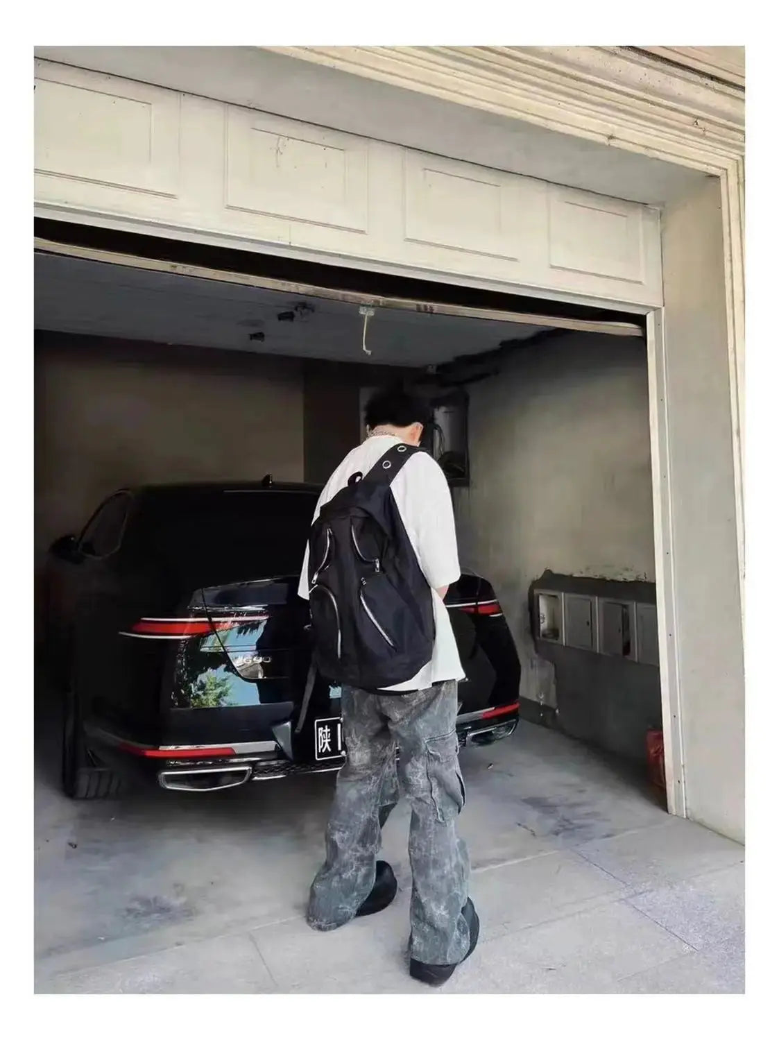 Backpack Unisex Nylon High-Capacity Fashion Hollow Out Strap Fashion Street Style High-Capacity Backpack Hominus Denim