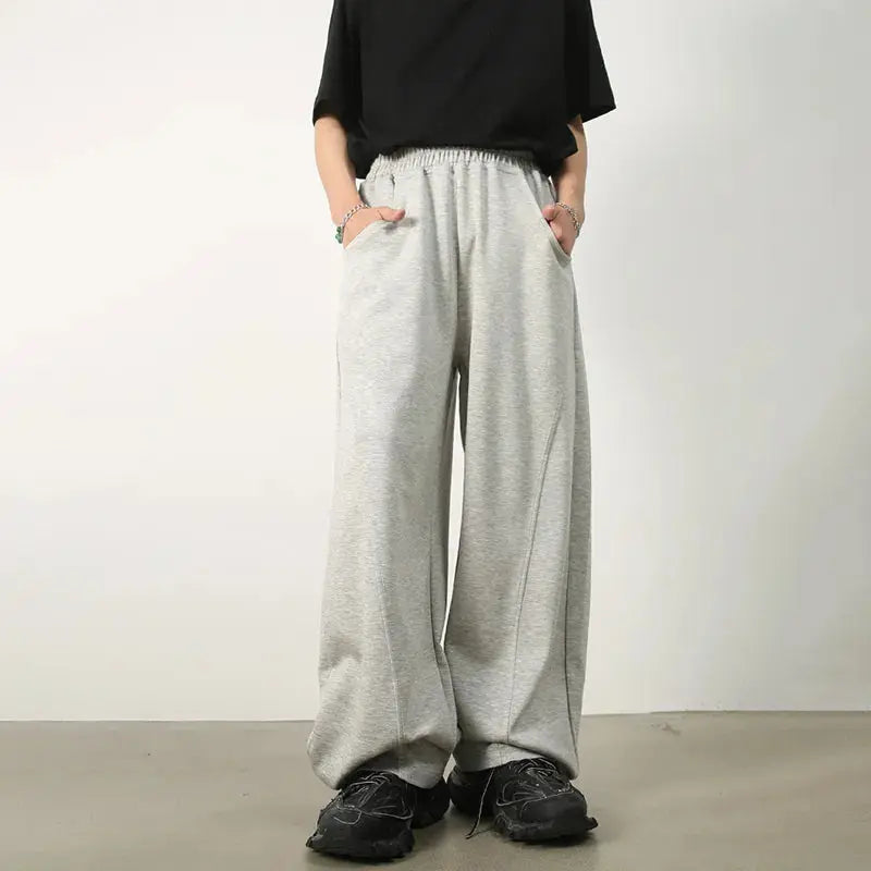 Basics Baggy Wide Leg Gray Sweatpants - Hominus Denim
