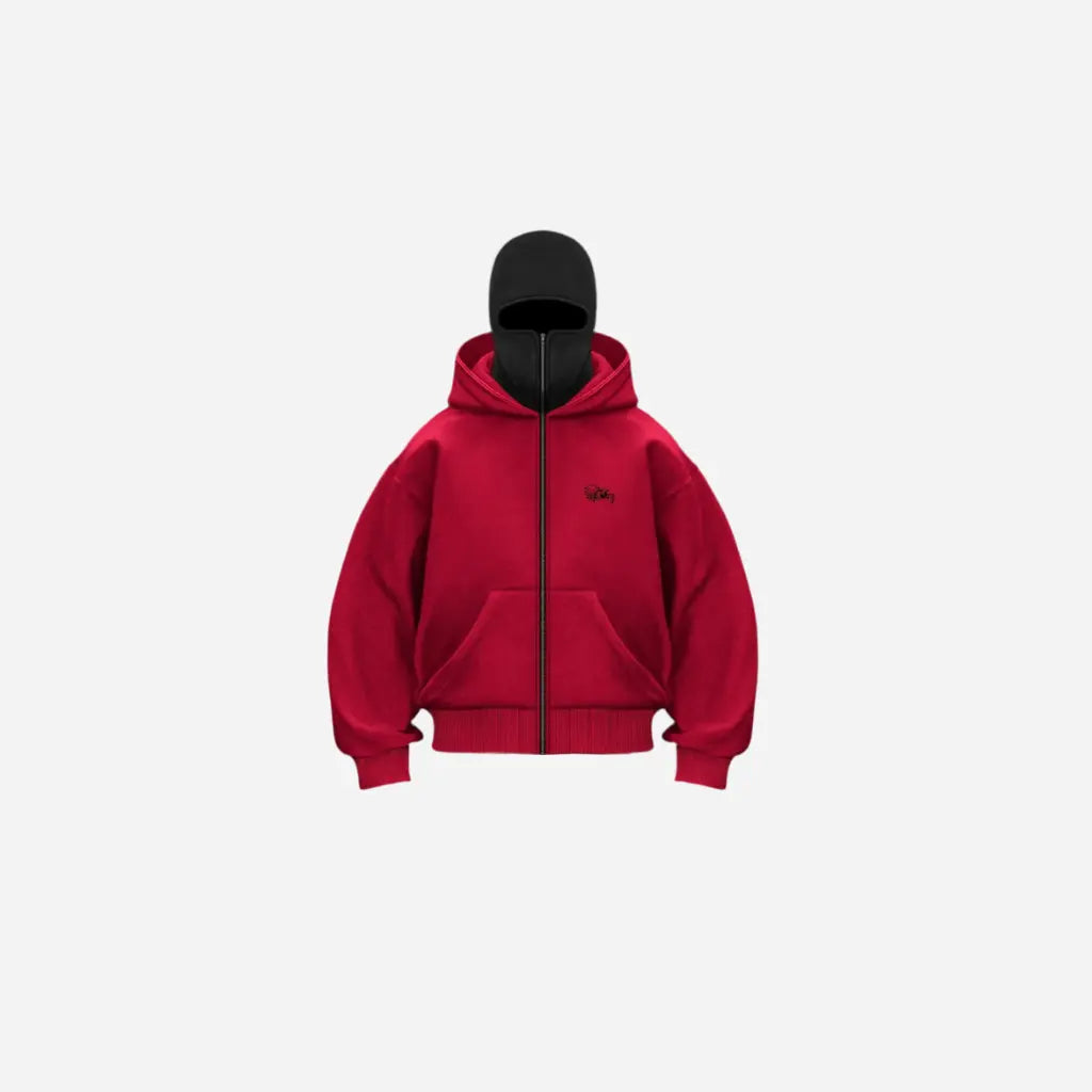 Balaclava Layered Double Zip Hoodie Hominus Denim