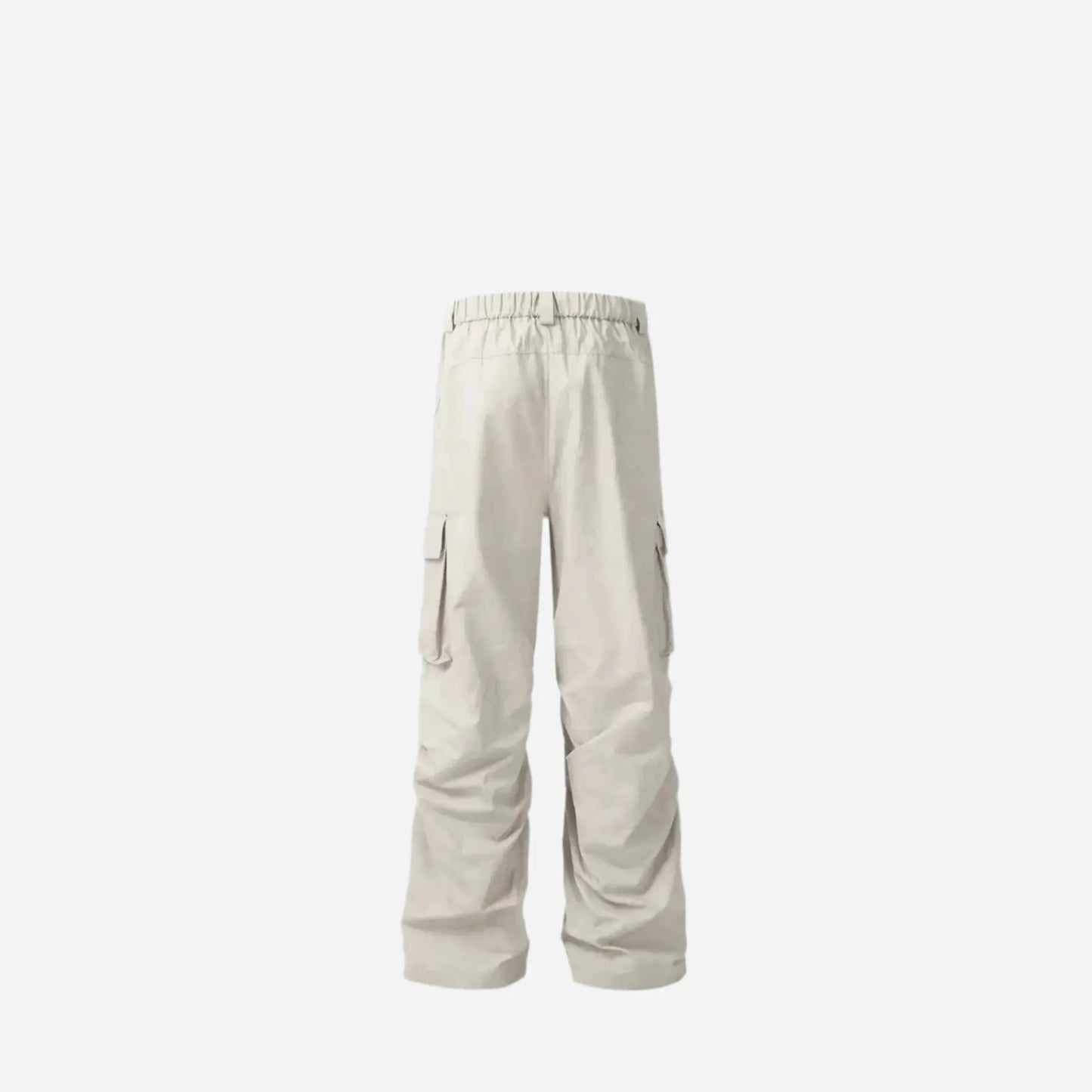Beige Pocket Pleated Cargo Wide Leg Pant Hominus Denim