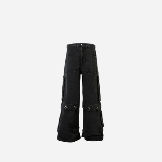 Black Baggy Wide Leg Raver Jean Hominus Denim
