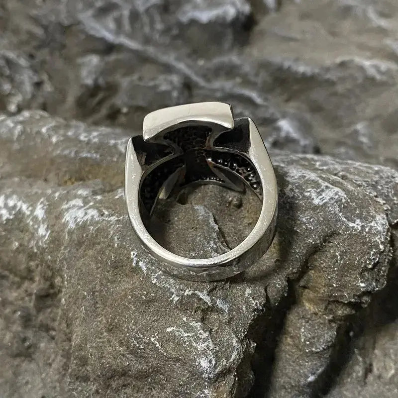Black Cross Stainless Steel Rings Geometric Biker Rock Classic Punk Mens Ring Fashion Band Jewelry Metal Unique Hot Wholesale Hominus Denim