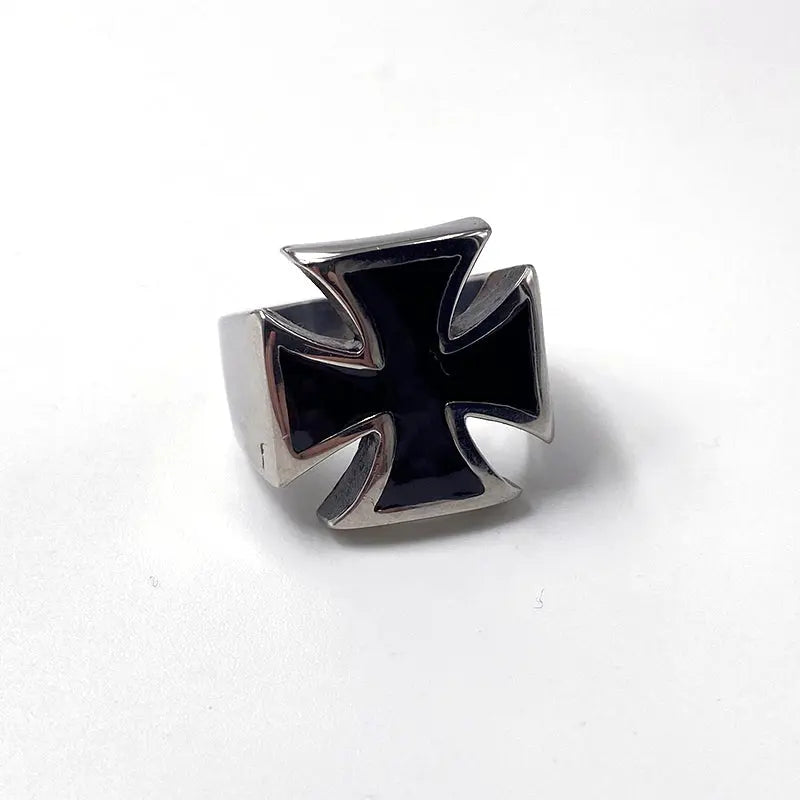 Black Cross Stainless Steel Rings Geometric Biker Rock Classic Punk Mens Ring Fashion Band Jewelry Metal Unique Hot Wholesale Hominus Denim