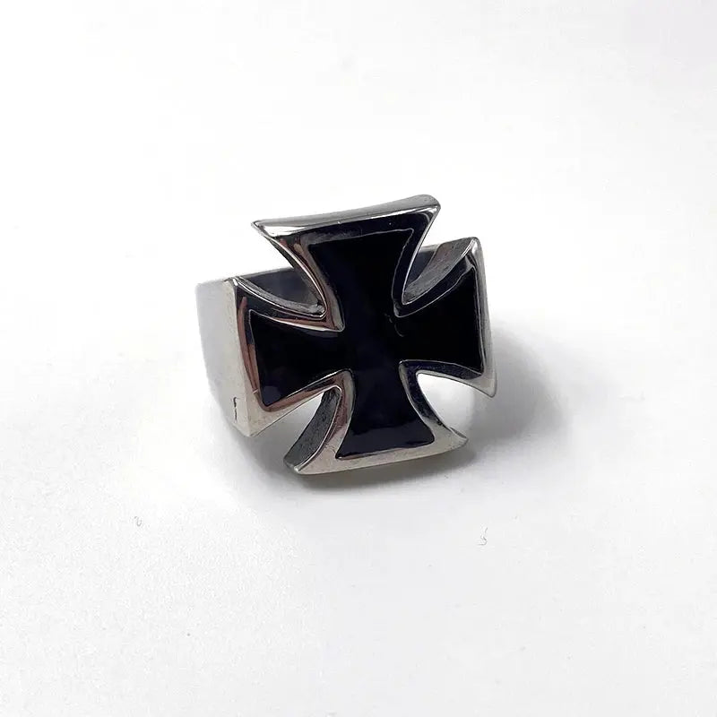 Black Cross Stainless Steel Rings Geometric Biker Rock Classic Punk Mens Ring Fashion Band Jewelry Metal Unique Hot Wholesale Hominus Denim
