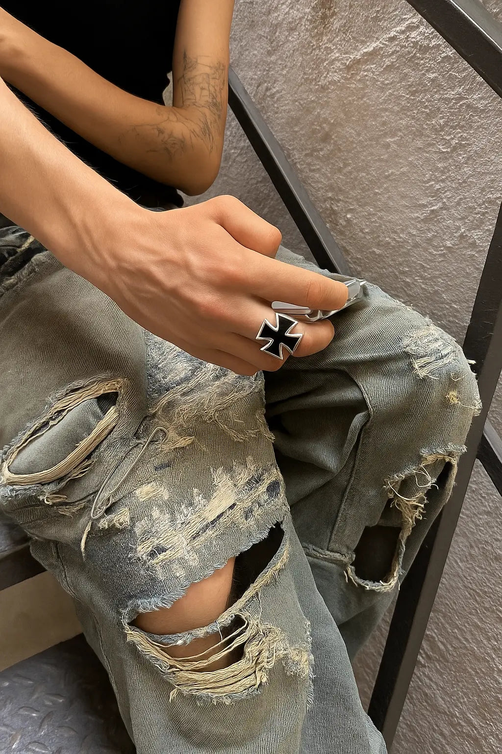 Black Cross Stainless Steel Rings Geometric Biker Rock Classic Punk Mens Ring Fashion Band Jewelry Metal Unique Hot Wholesale Hominus Denim