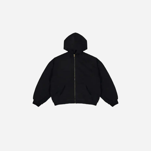 Black Destroyed Oversized Hooded Jacket Hominus Denim