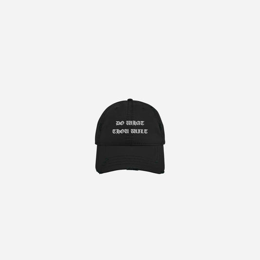 Black Distressed DWTW Hat Hominus Denim