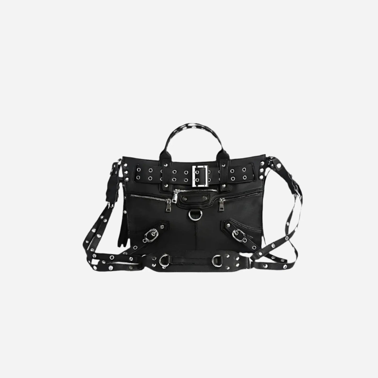 Black Goth Leather Shoulder Bag Hominus Denim