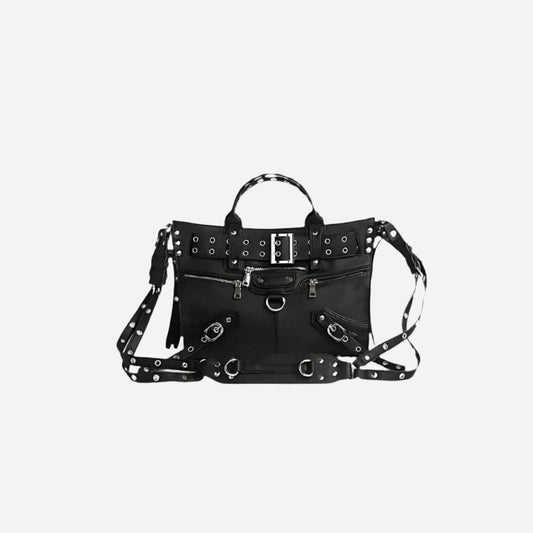 Black Goth Leather Shoulder Bag Hominus Denim