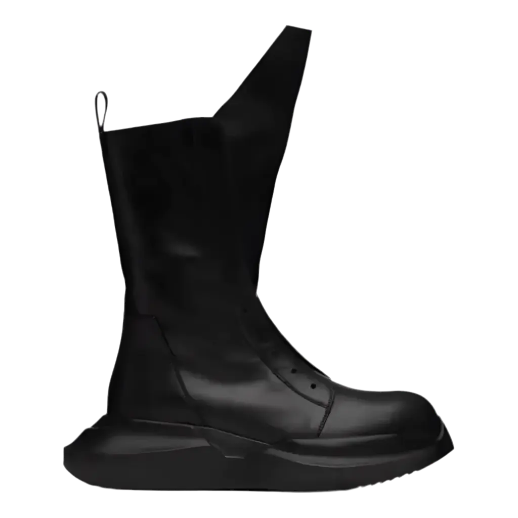 Black Gothic Punk Motorcycle Leather Boots Hominus Denim