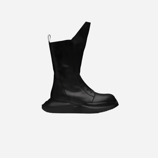 Black Gothic Punk Motorcycle Leather Boots Hominus Denim