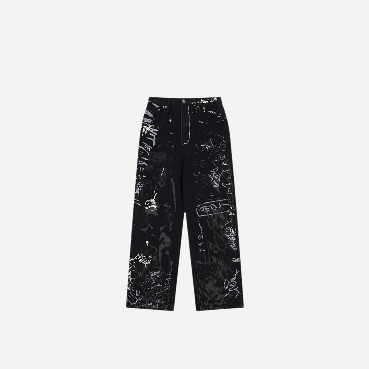 Black Grunge Graffiti Baggy Jean Hominus Denim
