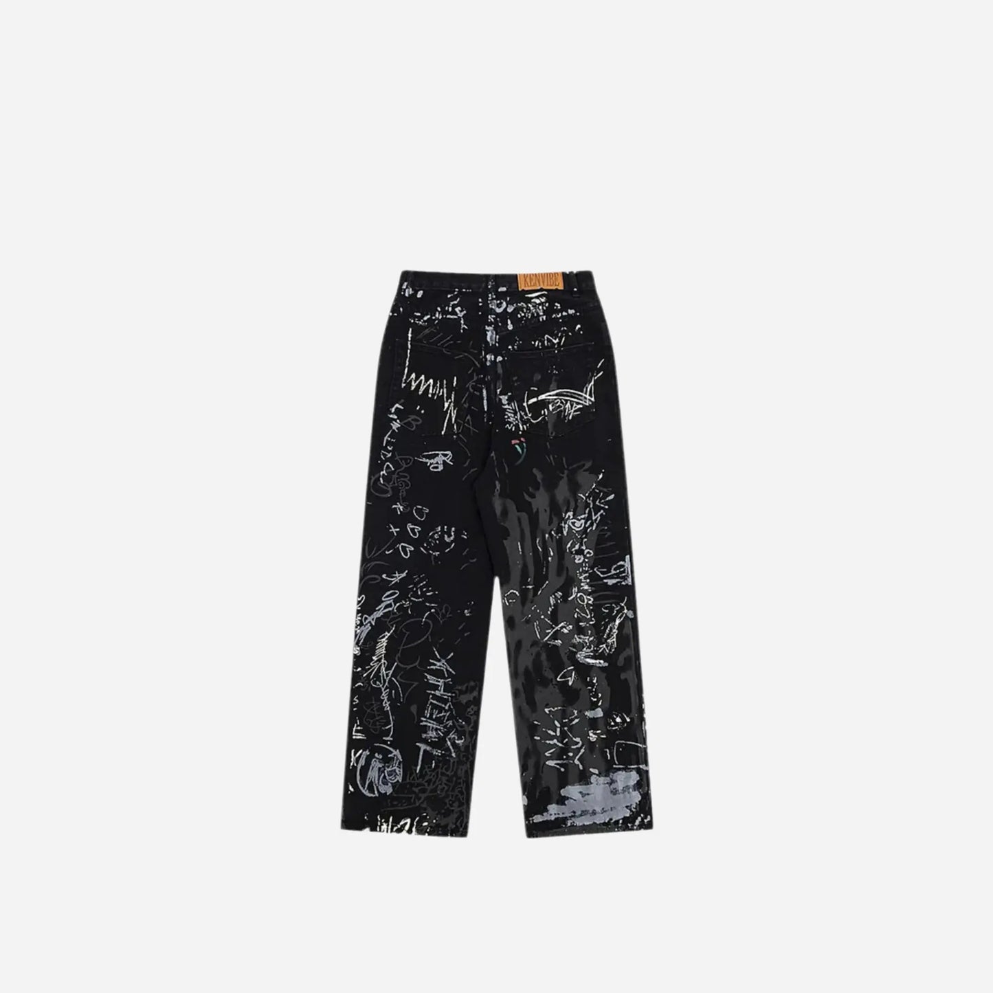 Black Grunge Graffiti Baggy Jean Hominus Denim