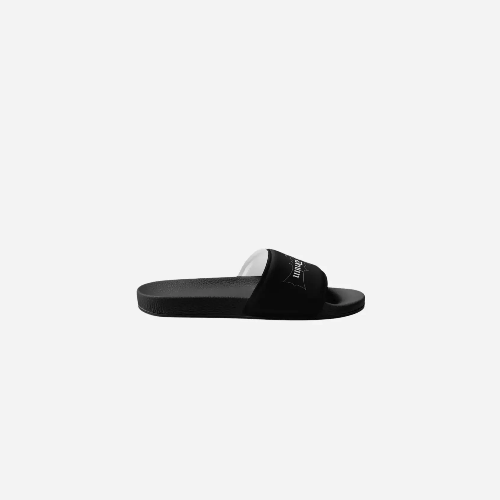 Black Hominus Denim Bat Logo Slides Hominus Denim