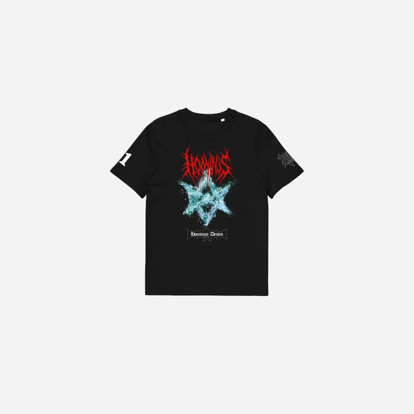 Black Hominus Flame Logo Gothic Tee Hominus Denim