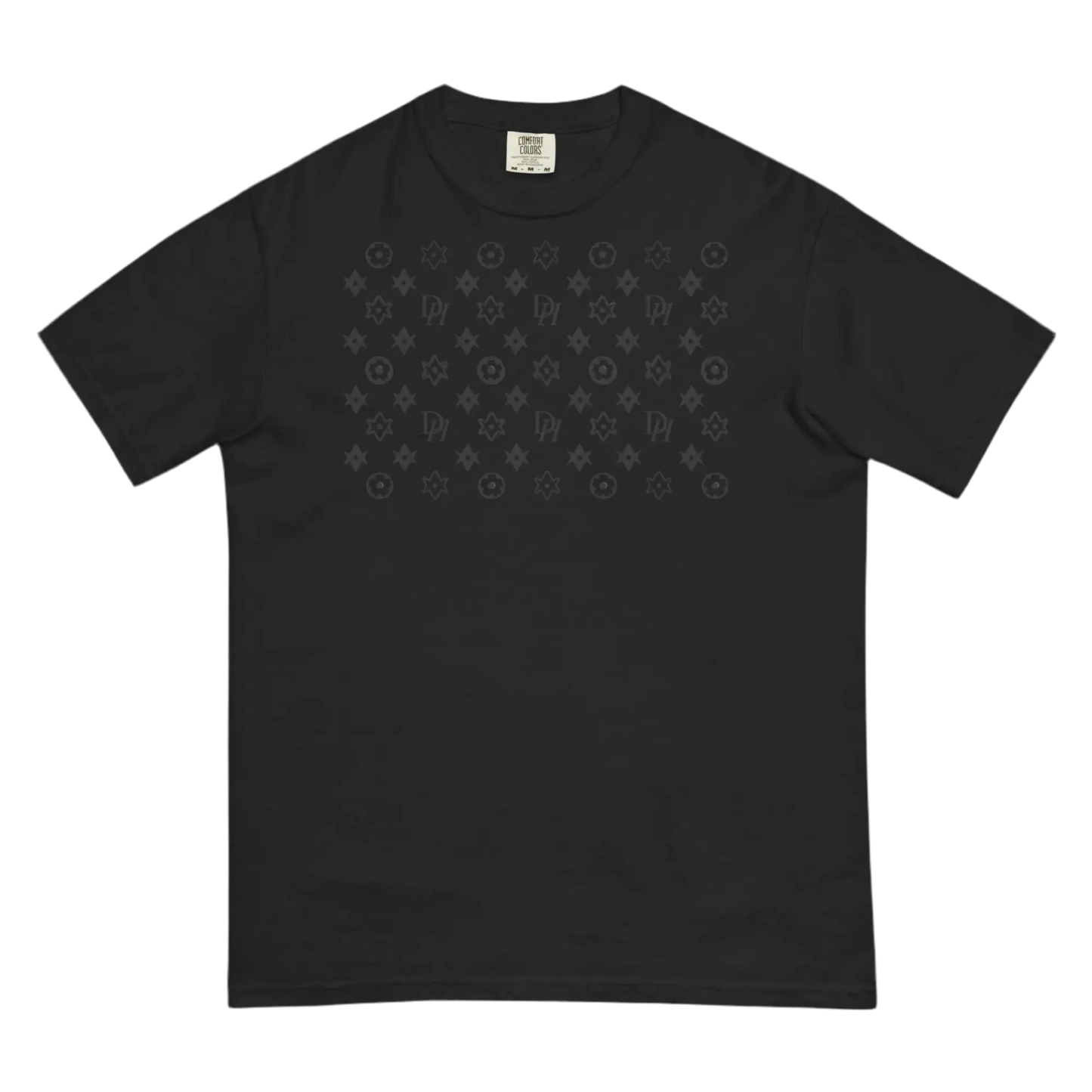 Black Hominus Logo Pattern Dyed Tee Hominus Denim