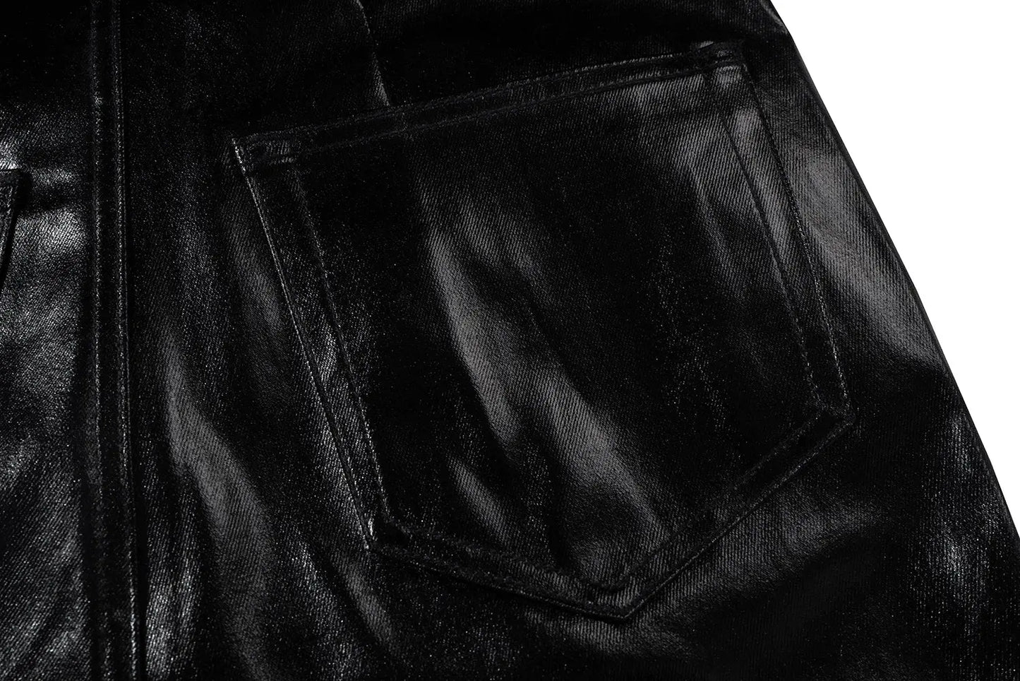 Black Oversized Baggy Wax Leather Pant Hominus Denim