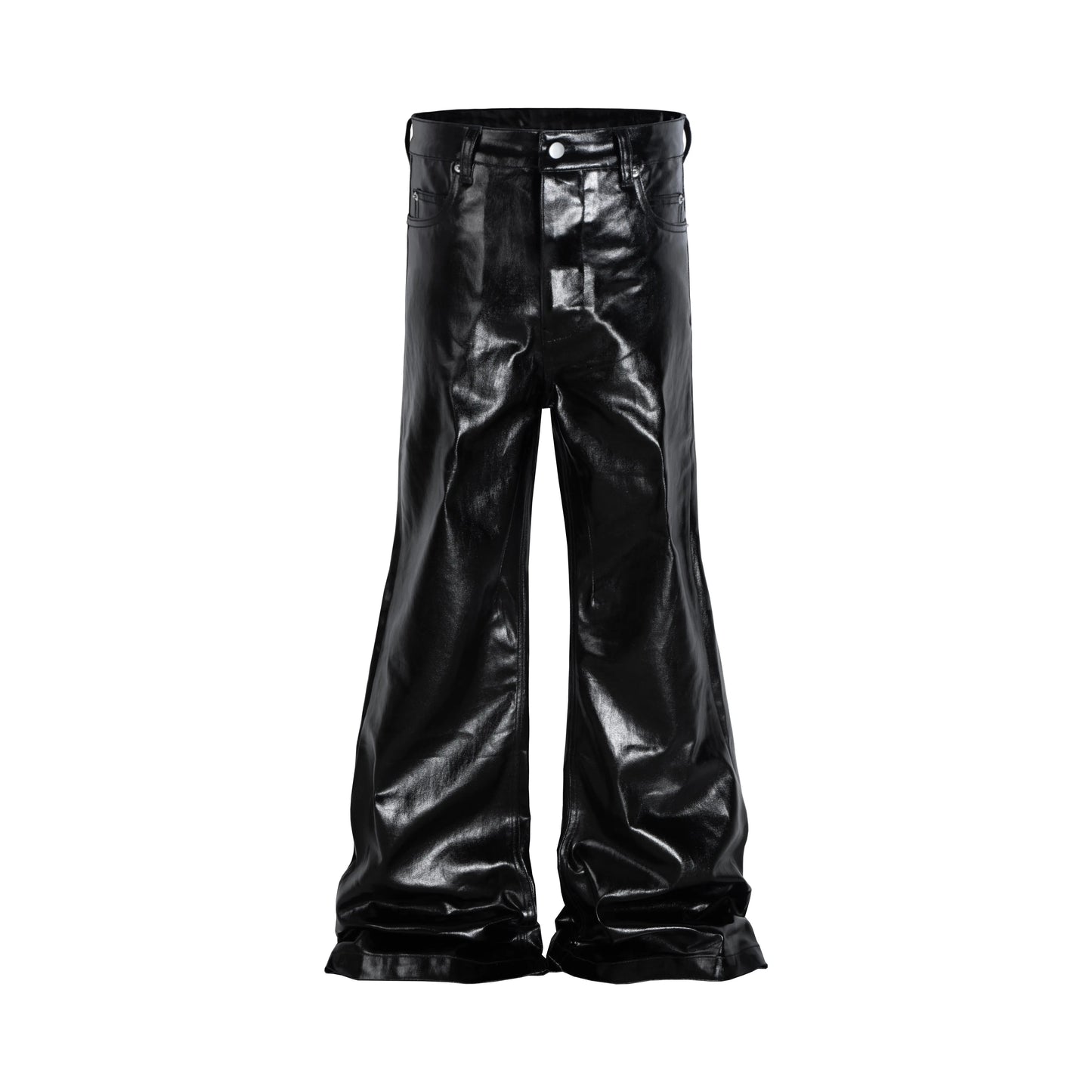 Black Oversized Baggy Wax Leather Pant Hominus Denim