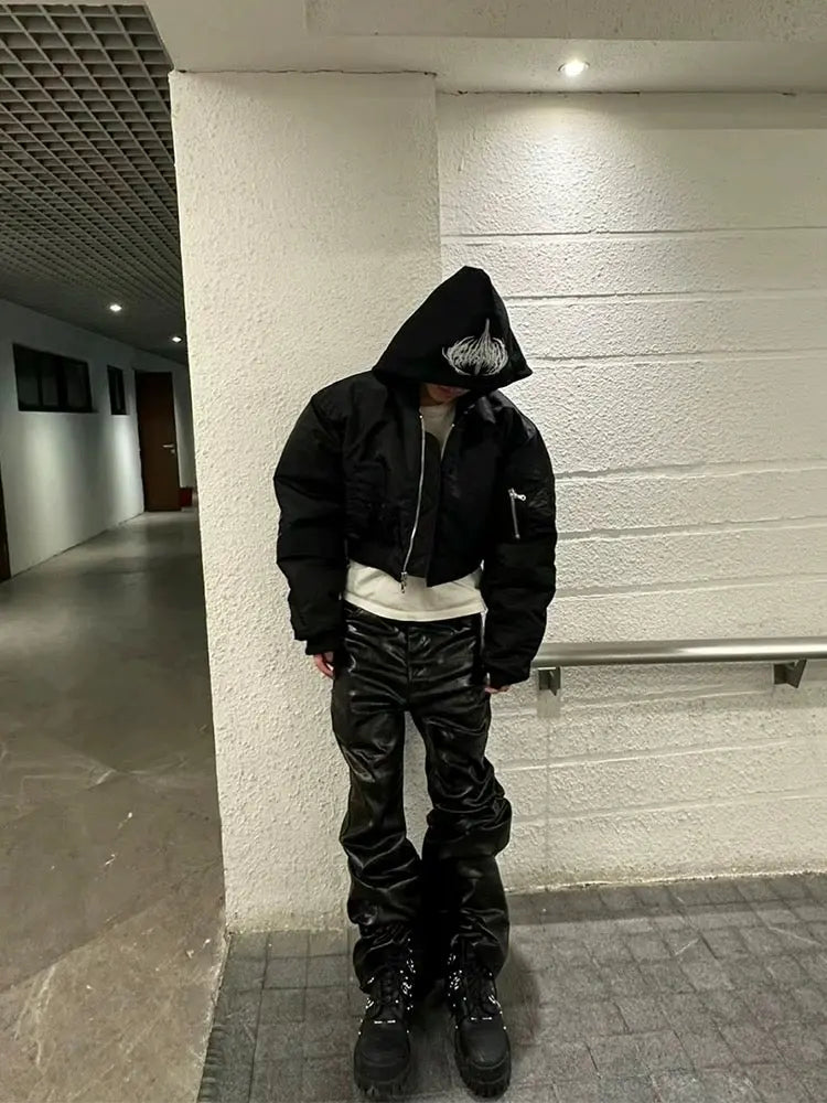 Black Oversized Baggy Wax Leather Pant Hominus Denim