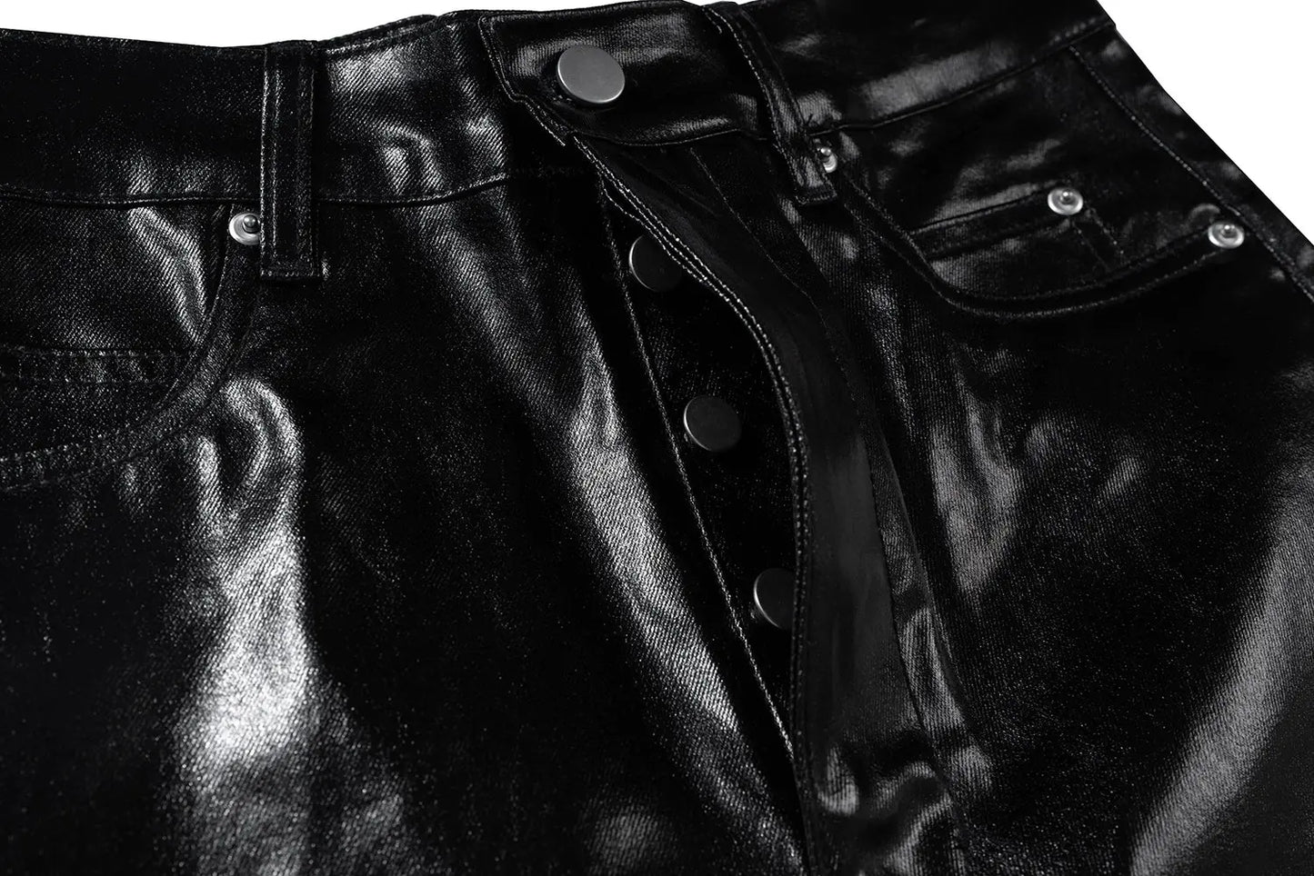Black Oversized Baggy Wax Leather Pant Hominus Denim