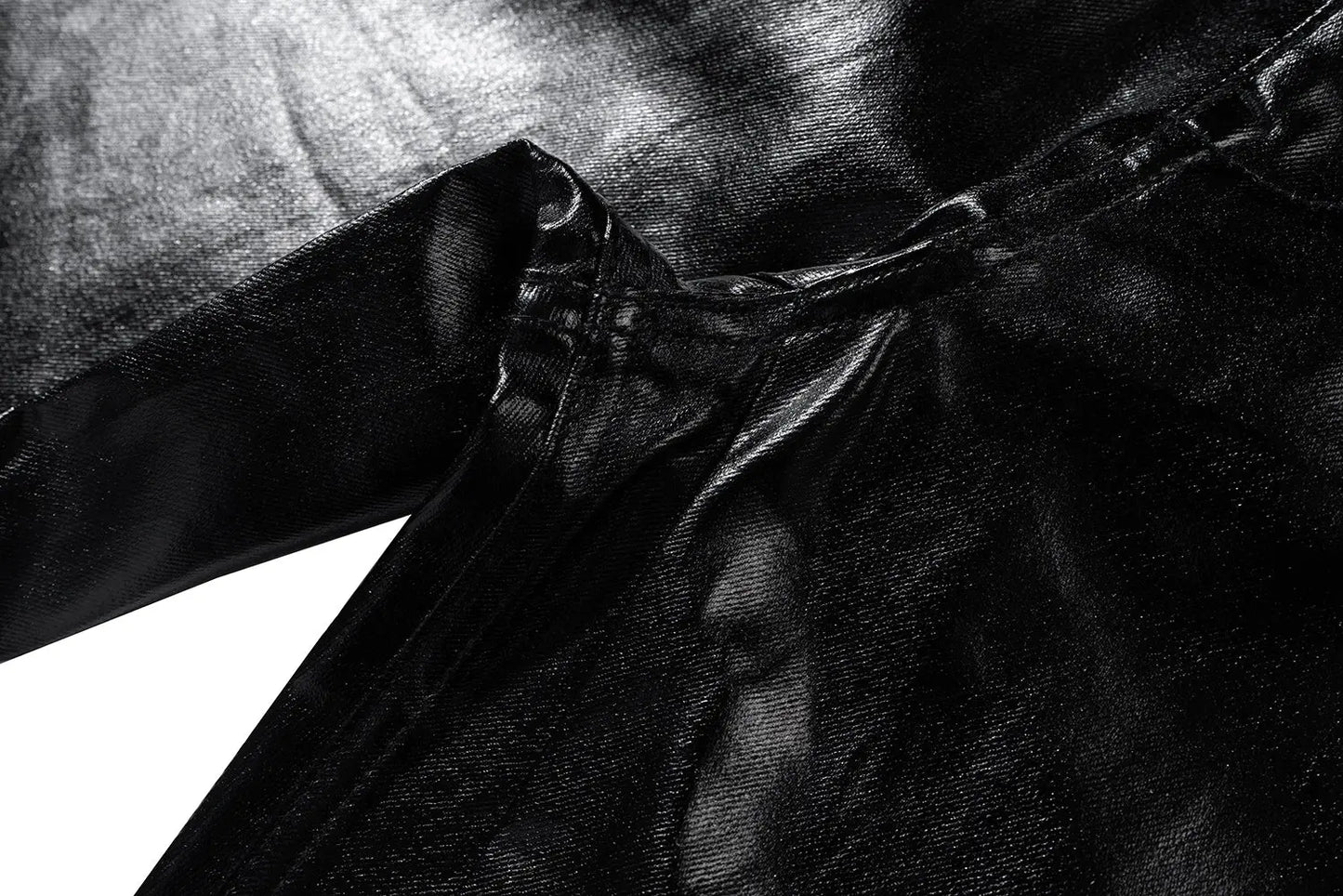 Black Oversized Baggy Wax Leather Pant Hominus Denim