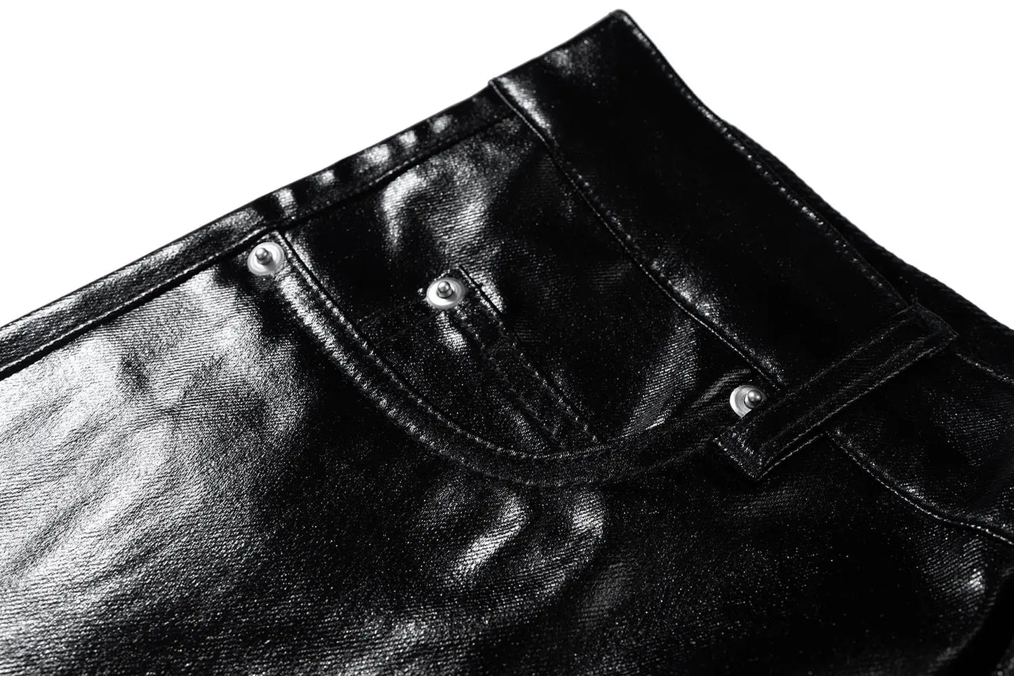 Black Oversized Baggy Wax Leather Pant Hominus Denim