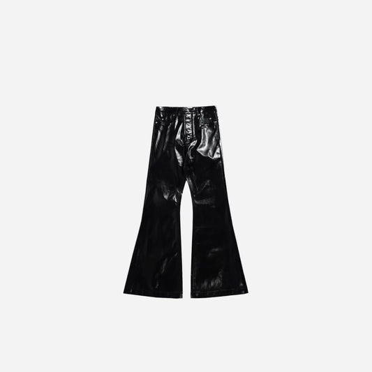 Black Oversized Flare Wax Leather Pant Hominus Denim