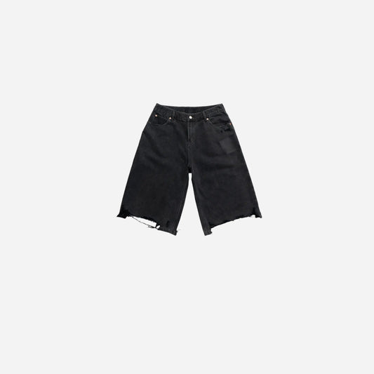 Black Oversized Grunge Distressed Jorts Hominus Denim