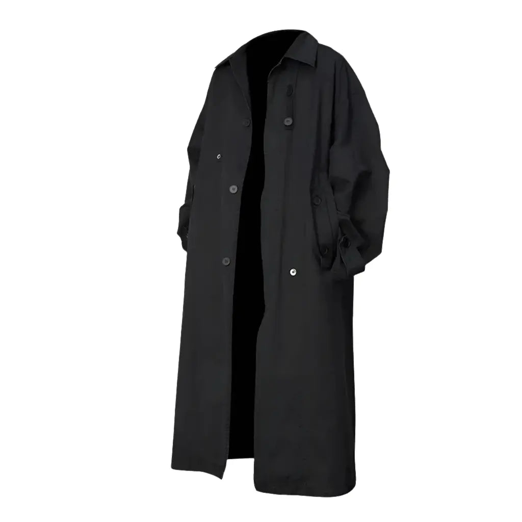 Black Oversized Long Trench Coat Men Hominus Denim
