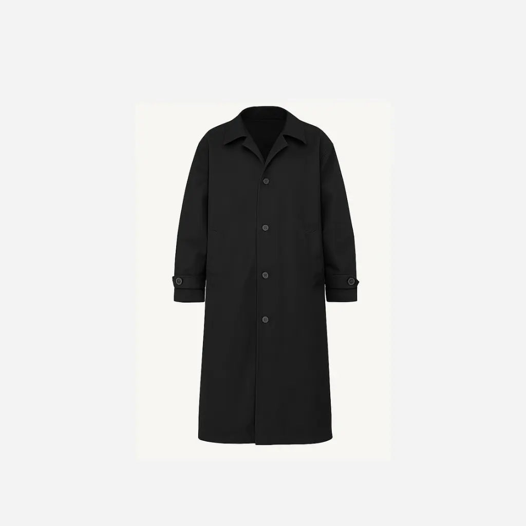 Black Oversized Long Trench Coat Men Hominus Denim