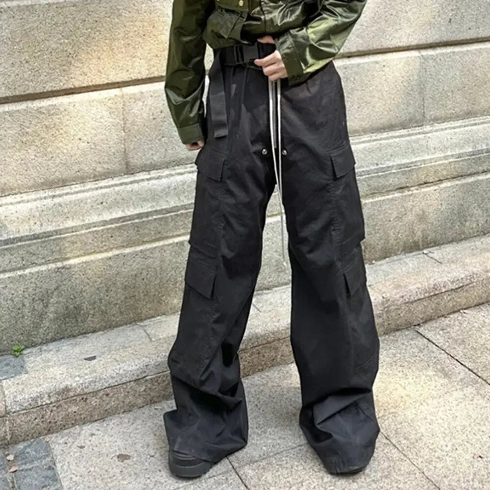 Black Parachute Wide Legs Cargo Pant