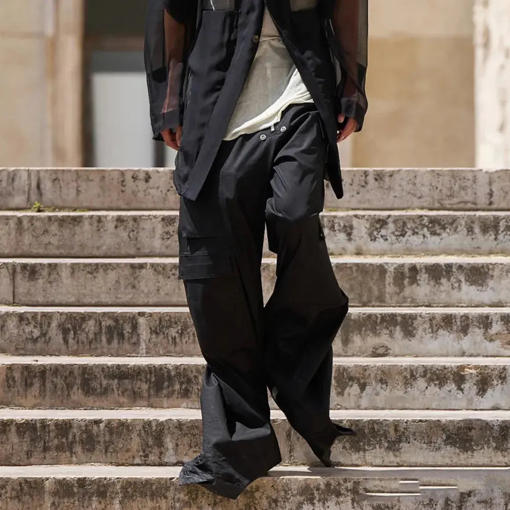 Black Parachute Wide Legs Cargo Pant