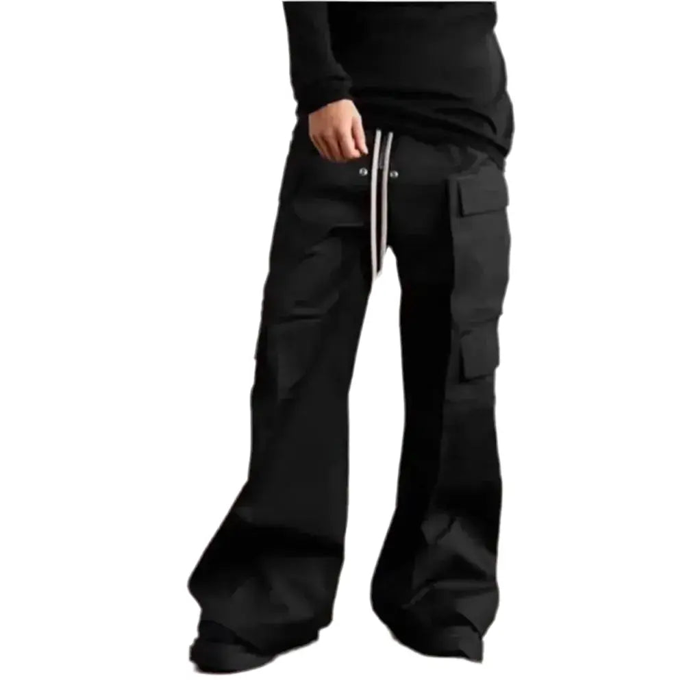 Black Parachute Wide Legs Cargo Pant Hominus Denim