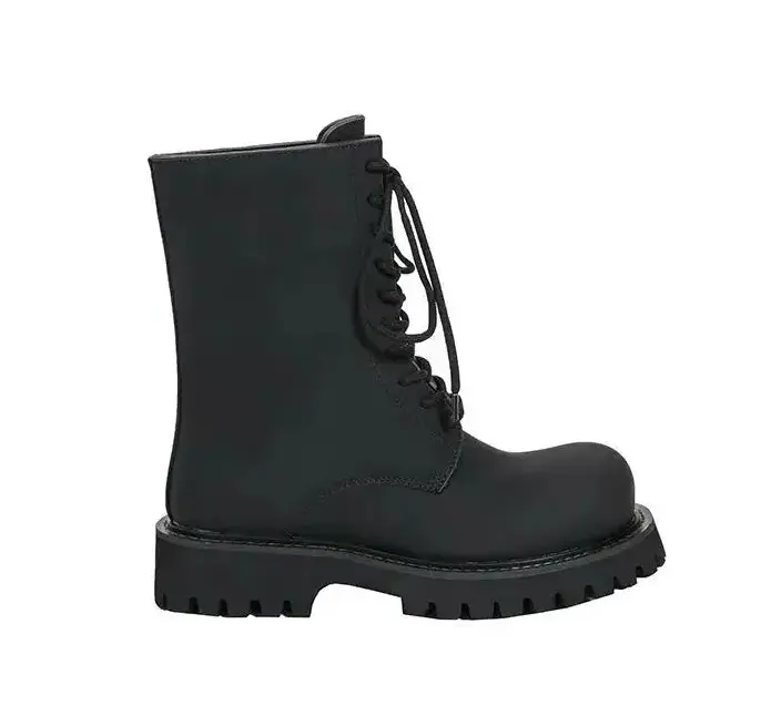 Black Round Toe High Boots Shoes Hominus Denim