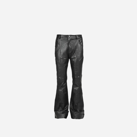 Black Vintage Bikercore Pu Leather Pant Hominus Denim