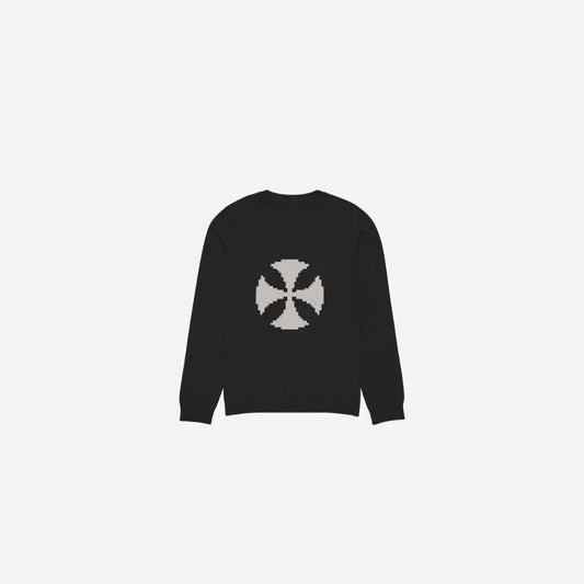 Black Vintage Cross Design Knit Hominus Denim