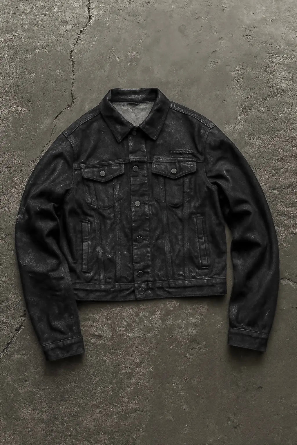 Black Vintage Wax Ripped Denim Jacket Hominus Denim