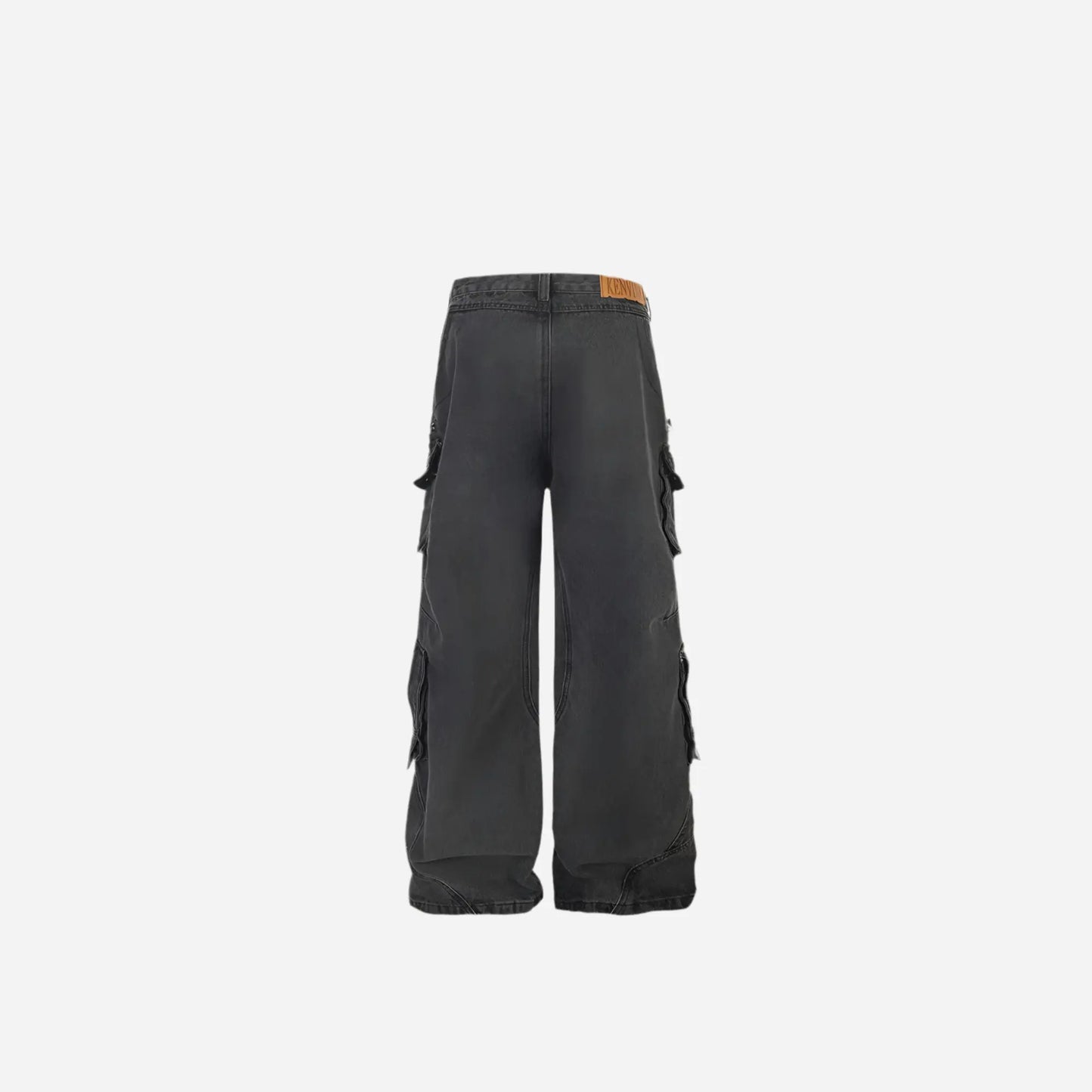 Black Washed Baggy Multi Pockets Cargo Jean Hominus Denim